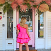 The Chloe RicRac Dress/Romper, Pink/Red.