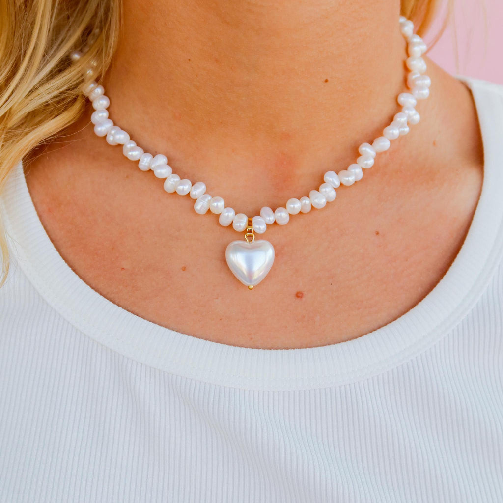 Natural Pearl Heart Necklace