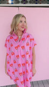 Karlie Poplin Poppy Vneck Shirt Dress