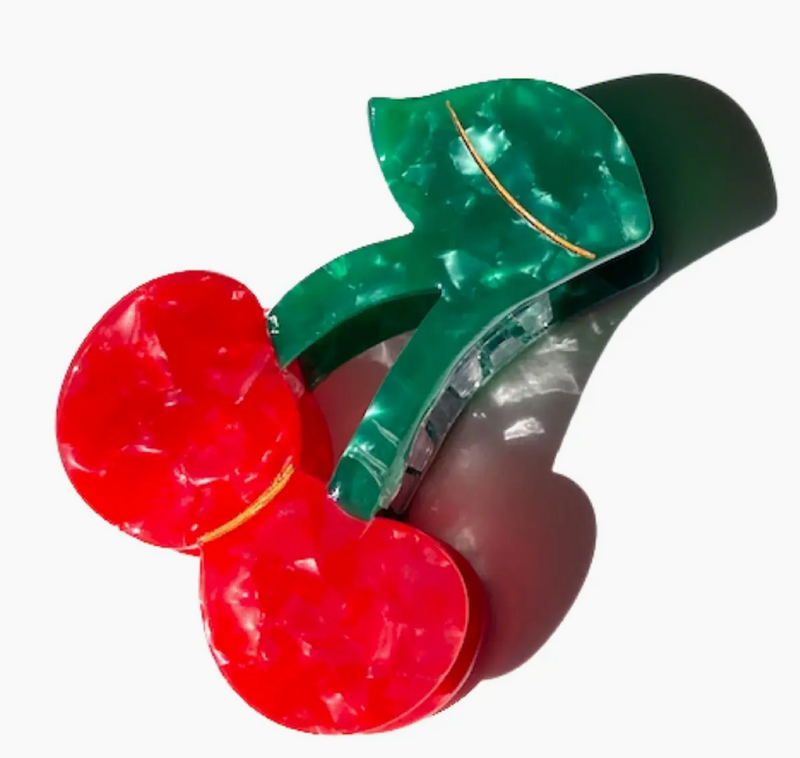 Hand-Painted Cherry Fruit Claw Hair Clip | Eco-Friendly