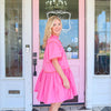 Karlie Pink/Orange Embroidered Tiered Dress.