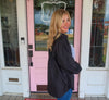 Black Button Down Bow Top.