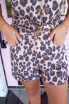 KARLIE- Leopard Denim Shorts