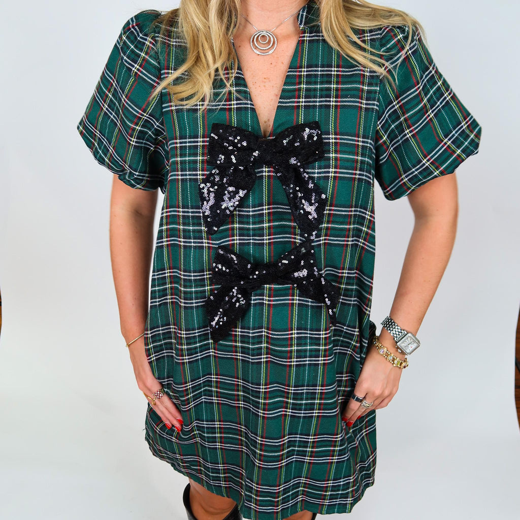 The Blanche Plaid Dress, Green.