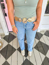 Gold Hammered Triple Disk Elastic Belt