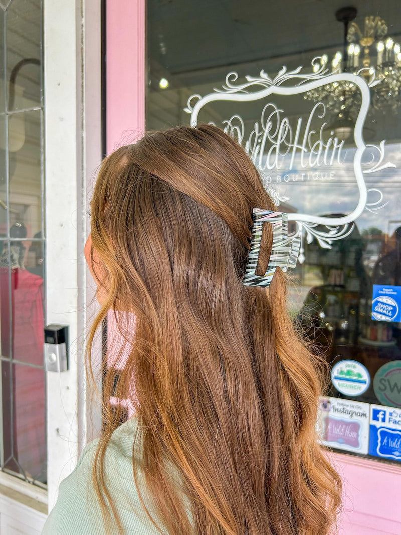 Zebra Acrylic Rectangle Claw Clip