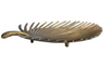 Decorative Cast Aluminum Palm Frond Tray, Antique Brass Finish