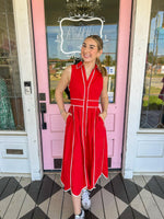 The Raigan Red Midi Dress