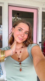 Tortoise/Gold Pearl & Oval Chain Y Necklace Set