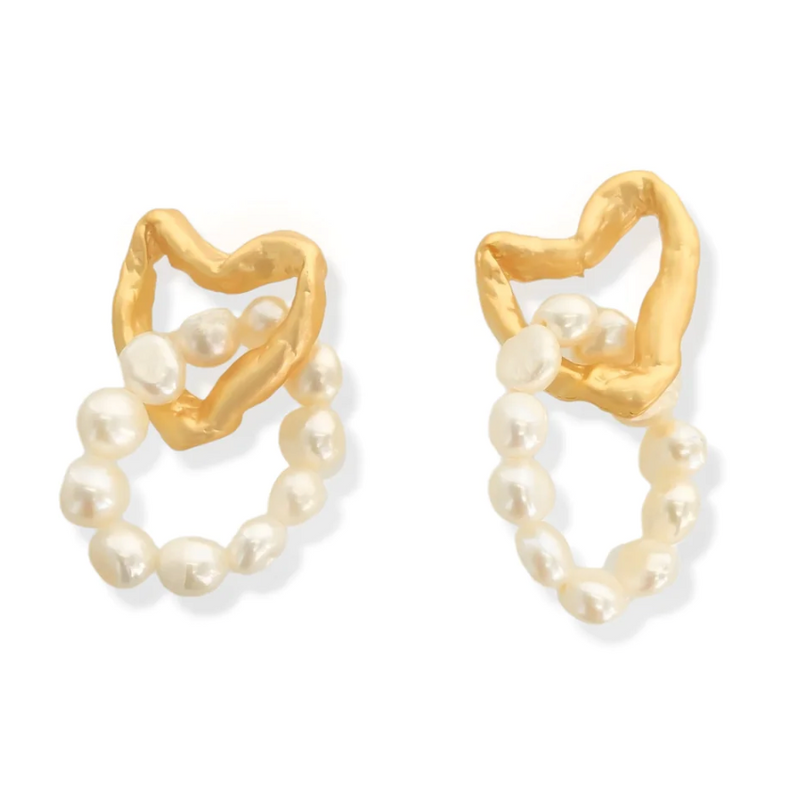 Genuine Pearl Heart Earrings