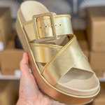 The Micah Sandal, Gold.