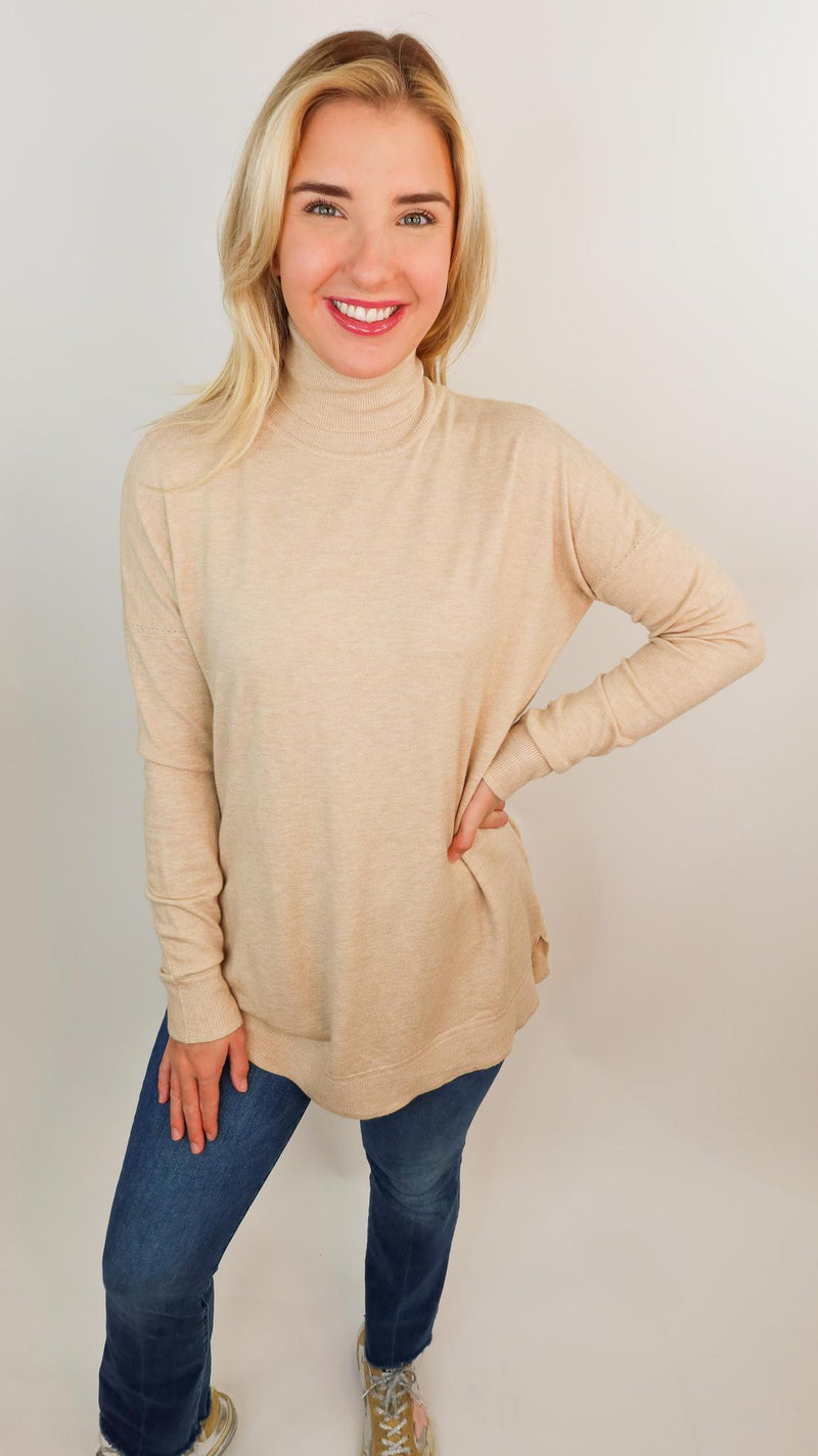Oatmeal Karlie Turtleneck Sweater- THE SOFTEST SWEATER EVR!!!