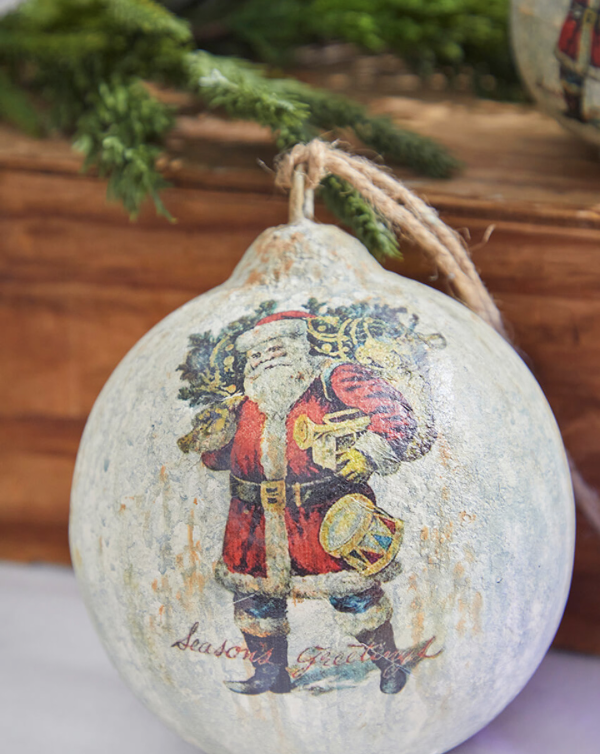 Vintage Santa Bearing Gifts 6" Ball