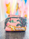 Pink Hand Biock Printed Cosmetic Bags