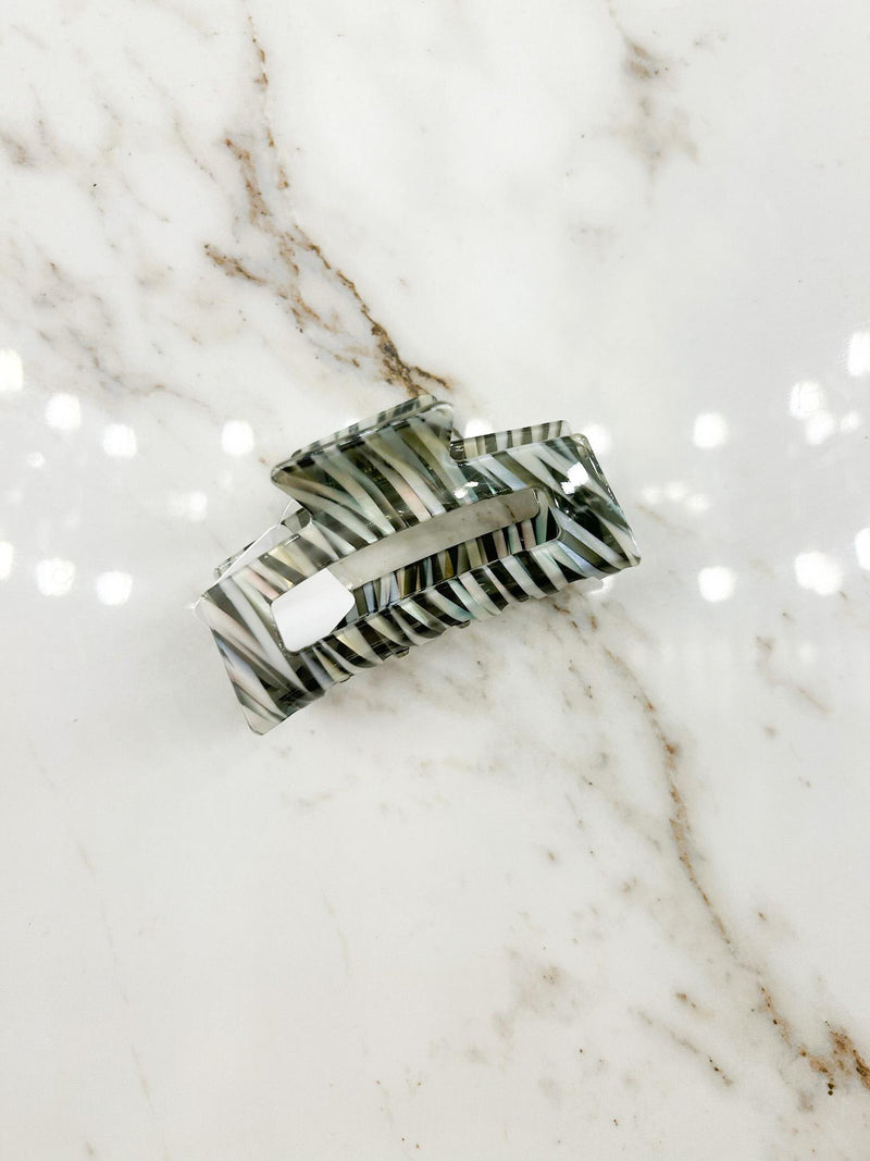 Zebra Acrylic Rectangle Claw Clip