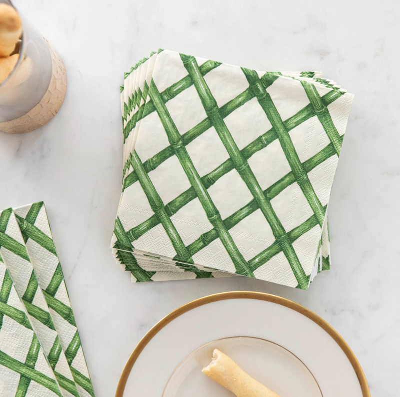 Green Lattice Cocktail Napkins