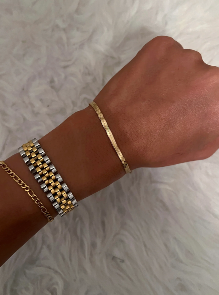 Thick Two Toned Bracelet by CSP. LIFETIME WARRANTY + WATER RESISTANT