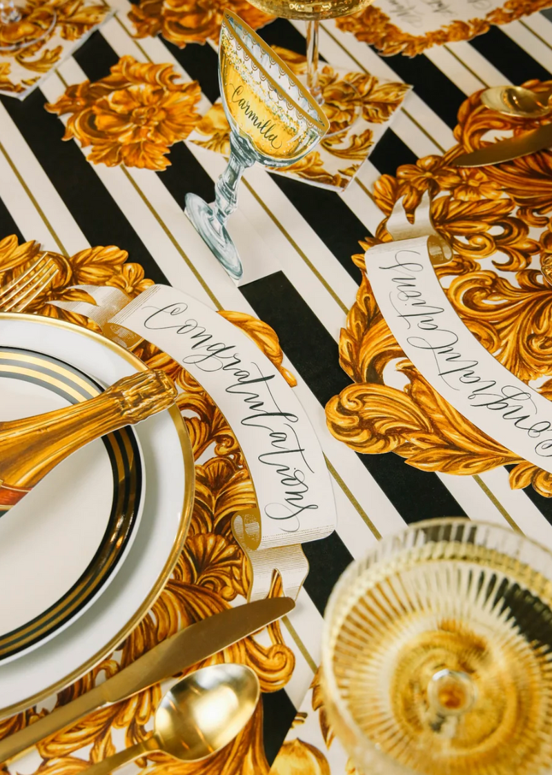 Black & Gold Awning Stripe Runner