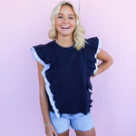Oh My Stripes Top, Navy.