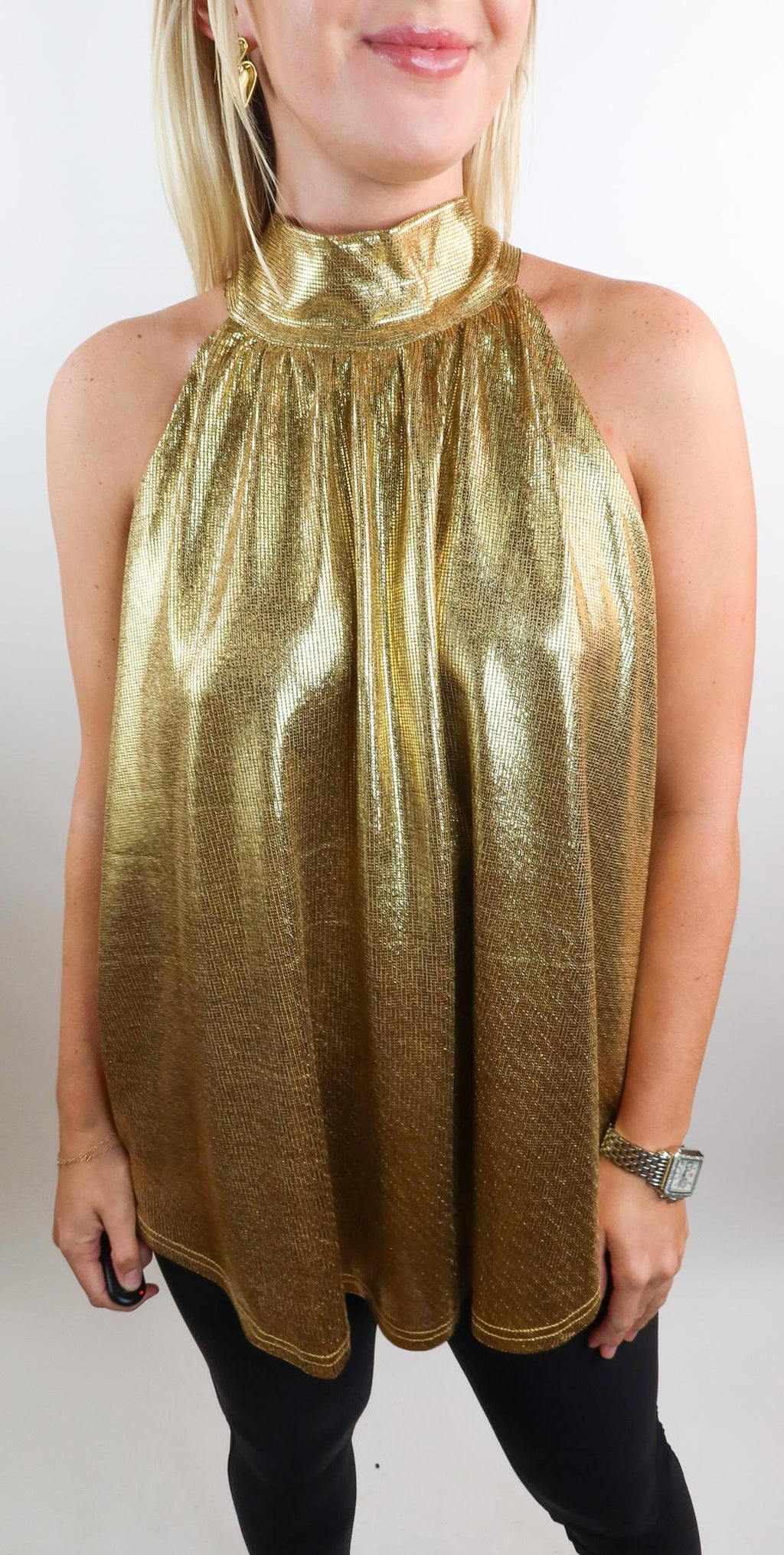 Make The Whole Place Shimmer Top, Gold.