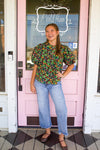 KARLIE-Floral Pleat Sleeve Top