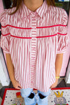 Karlie Red Stripe Button Down Top