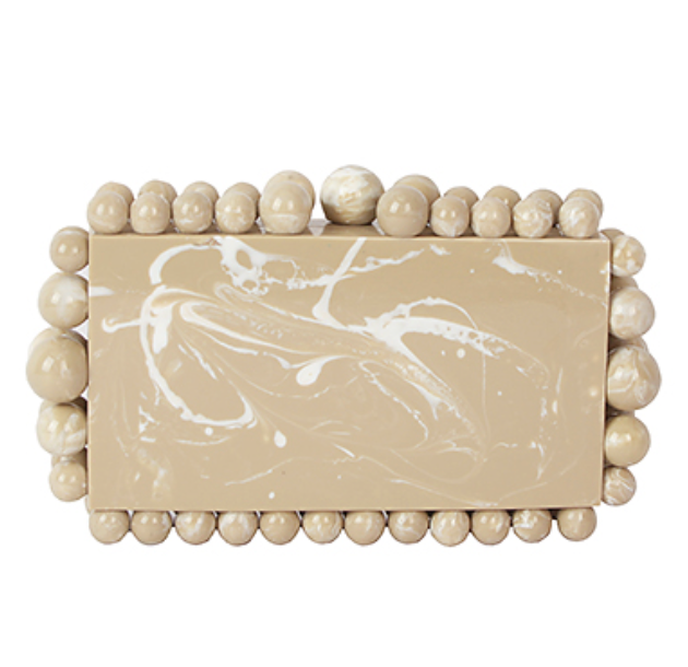 Beige Acrylic Marble Clutch