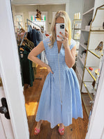 Gracie Gingham Blue Midi Dress