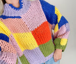 Karlie: Colorblock Crochet Mock Sweater. FINAL SALE.