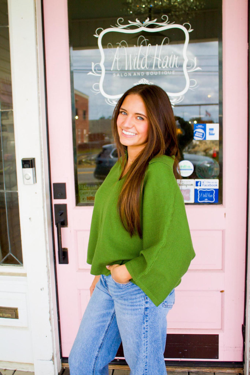 Everly Green Relaxed Top