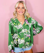 Francie Floral Top, Green.