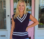 The Nell Navy Sweater Vest Top