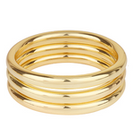 Gold 3 Row Stackable Metal Bracelet