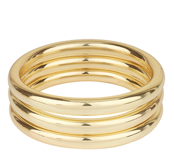 Gold 3 Row Stackable Metal Bracelet