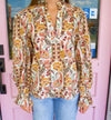 Paisley Print Ecru Ruffle Top