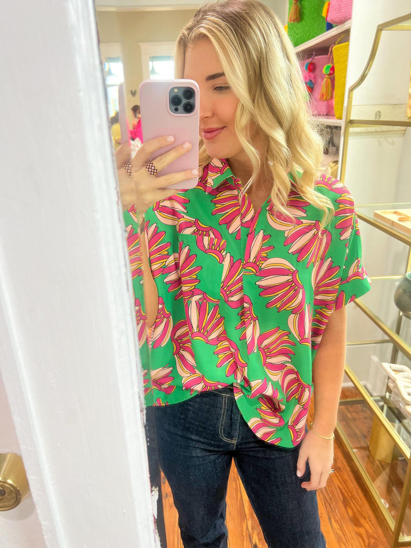 The Gianna Green Print Top