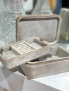 Rectangle Beige Velvet Jewelry Box