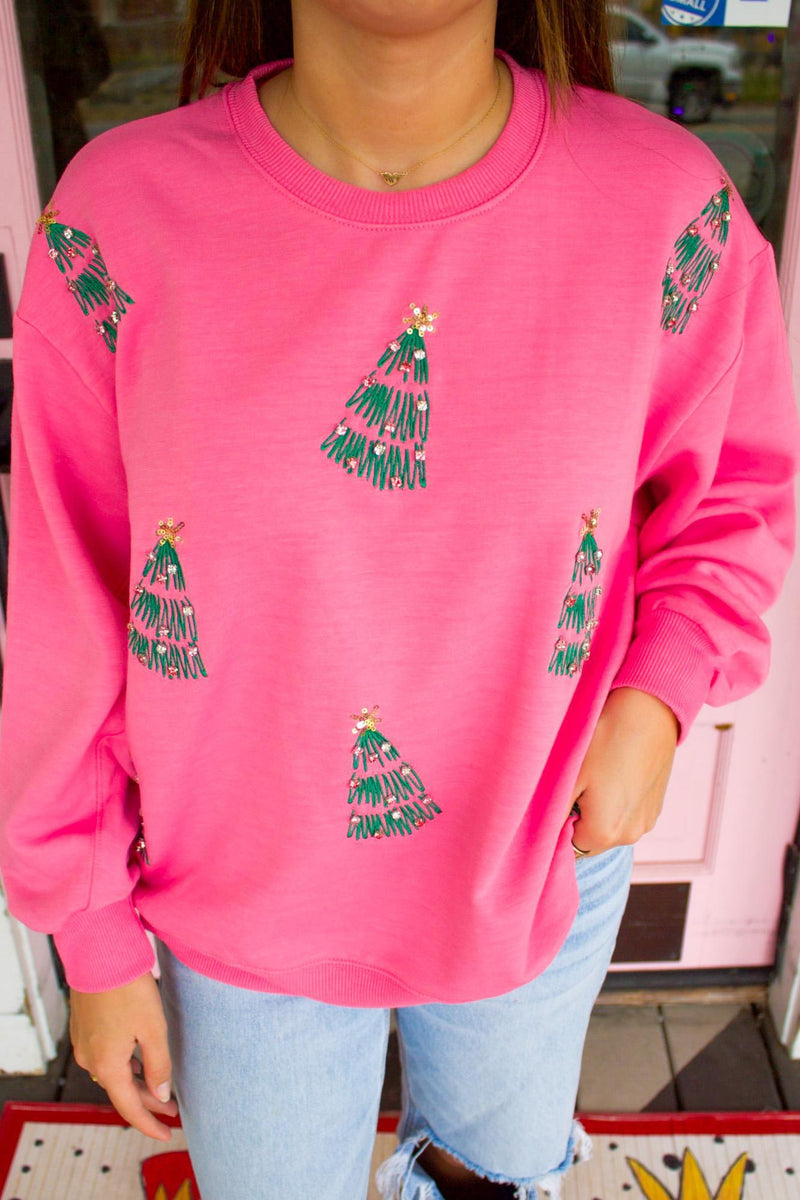 Pink Chistmas Tree Sweatshirt