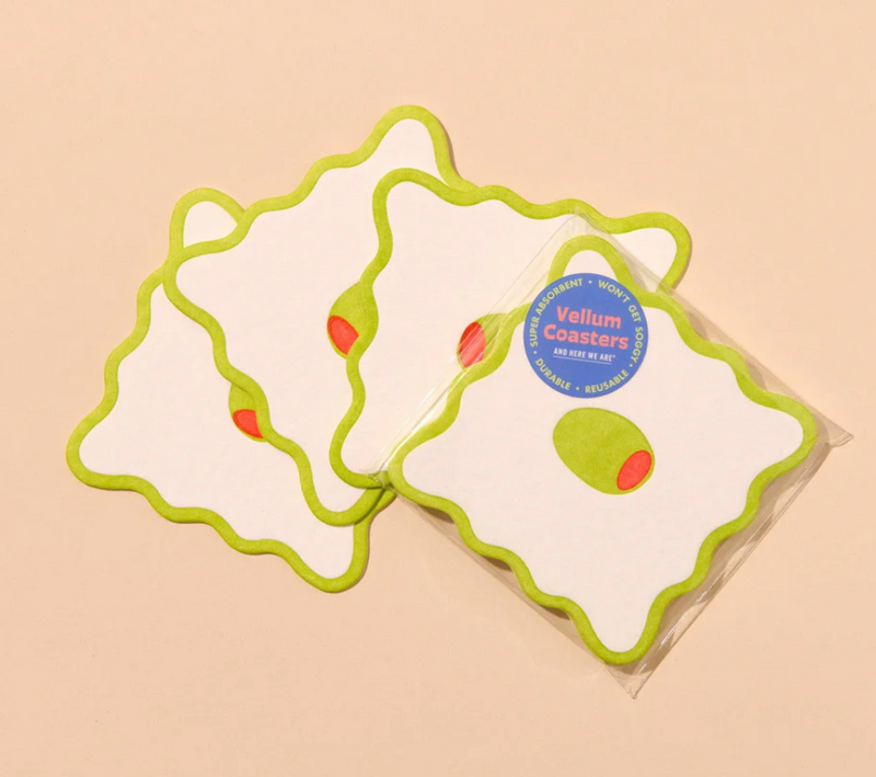 Crudite Vellum Coasters - Olive (Set of 4)