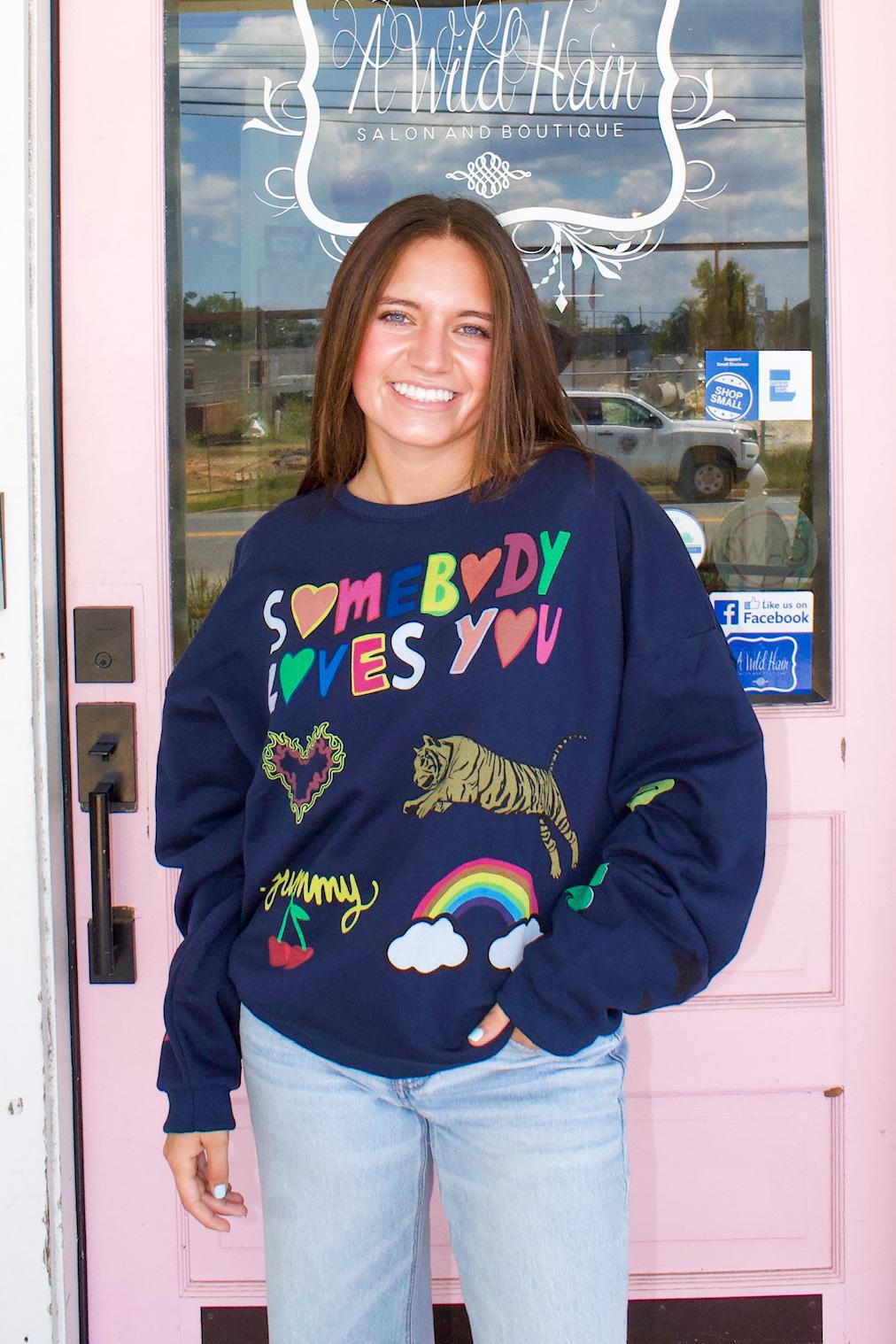 Somebody Loves You Navy Sweatshirt