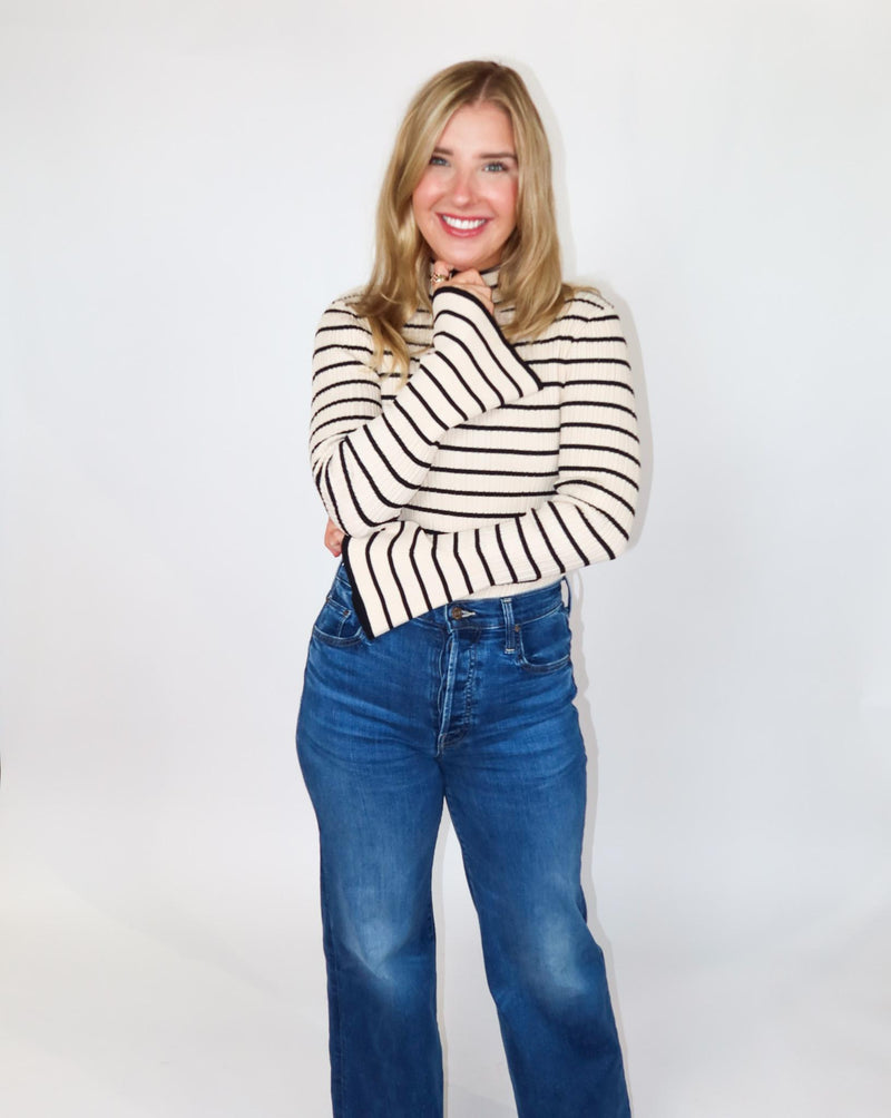 The Carly Cream/Black Striped Top