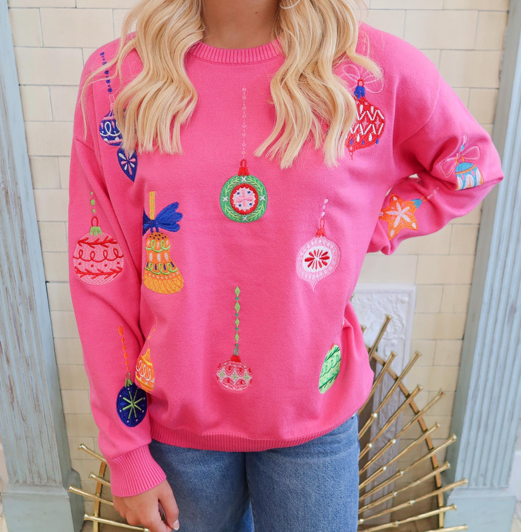 The Pink Ornament Sequin Sweater