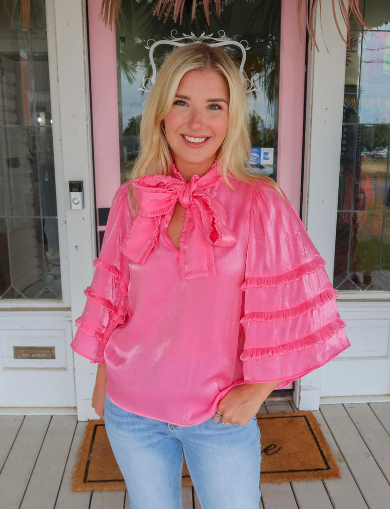 The Blair Pink Ruffle Top