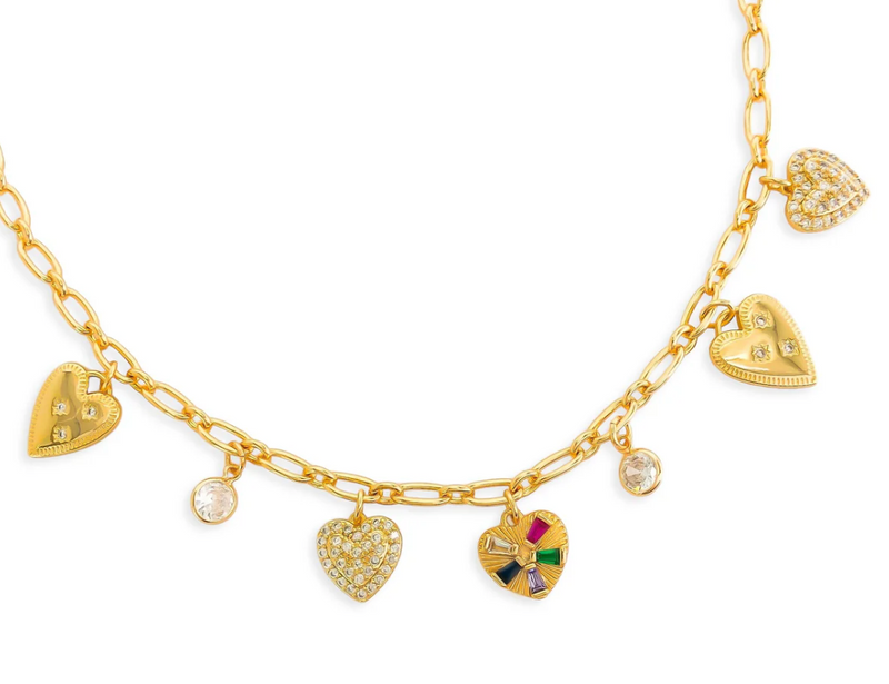 Multi Heart Charm Necklace