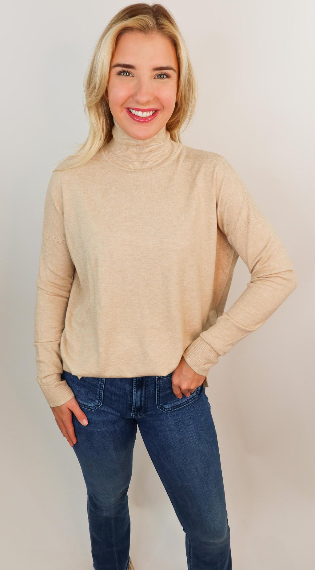 Oatmeal Karlie Turtleneck Sweater- THE SOFTEST SWEATER EVR!!!