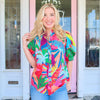 Karlie Birds of Paradise Button Puff Sleeve Top