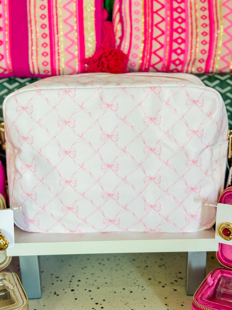 Sweet Bow Nylon Cosmetic Bag