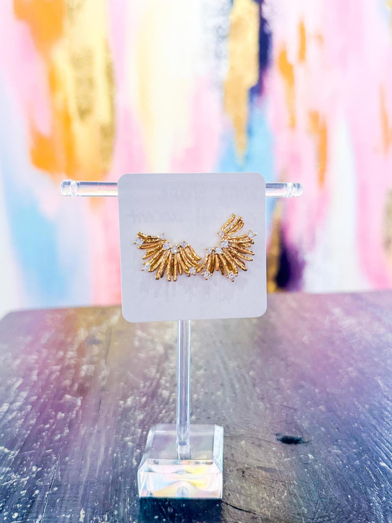 Wing Shape Crystal Accent Earrings