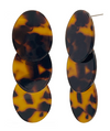 Tortoise Acetate Oval Plate 3 Drop Earrings