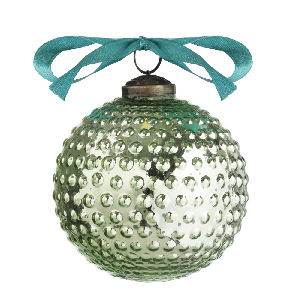 Round Hobnail Vintage Green 4" Ornament